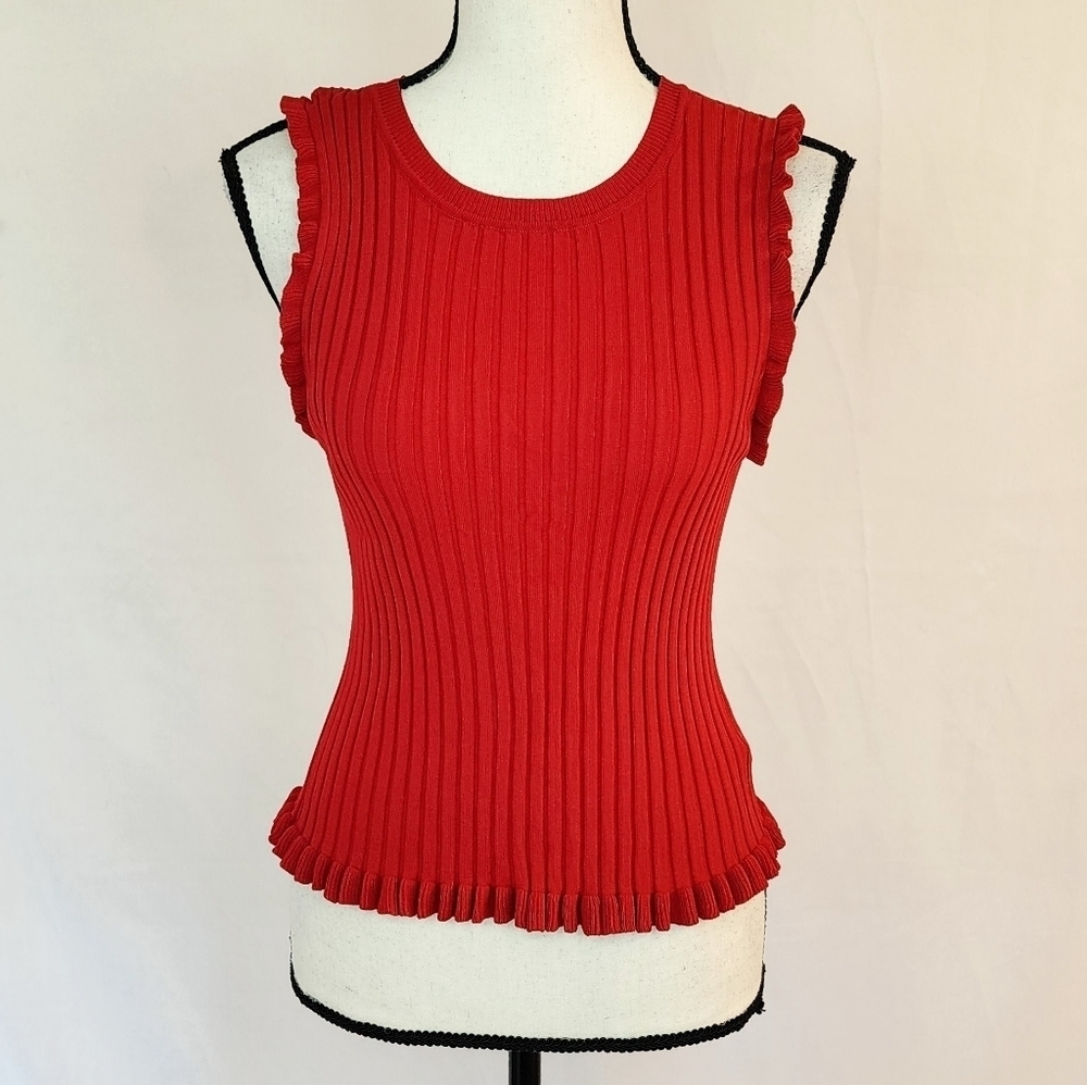 Hem & Thread Ribbed Sleeveless Top w/ Ruffle Hem - Picture 2 of 5